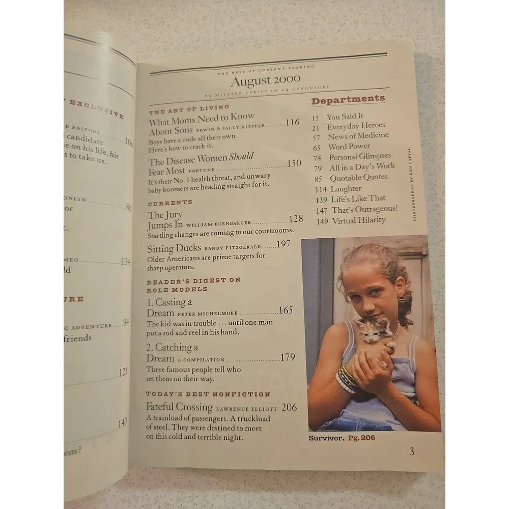 Readers Digest August 2000:‎ George W Bush, Truck Vs Train, Is It SIDS